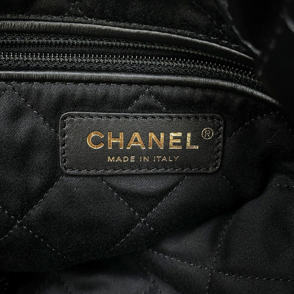 Chanel Backpack, 22 Large, Shiny Calf Leather AS3313, CHANEL Handbag, Black, Women's — Like New