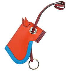 HERMES Camaieu Bag Charm Key Ring Cloche Orange Women's — Like New