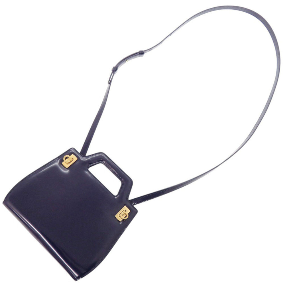 Unused Salvatore Ferragamo Wanda Mini 2WAY Gancini 213485 Calf Leather Blue Handbag 1389Salvatore — Like New