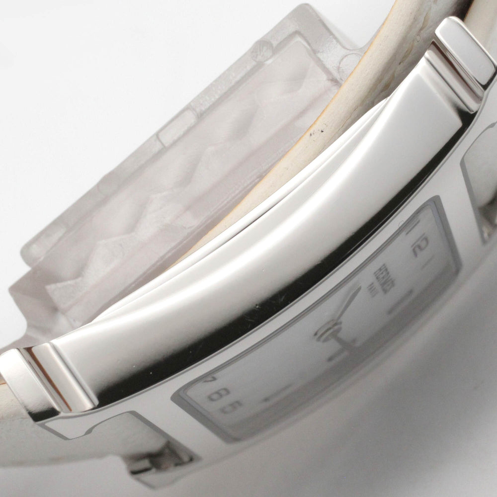 Hermes H-Watch Double Tour Wristwatch, Stainless Steel, Leather Strap, Women's, White (HH1.520) — Very Good