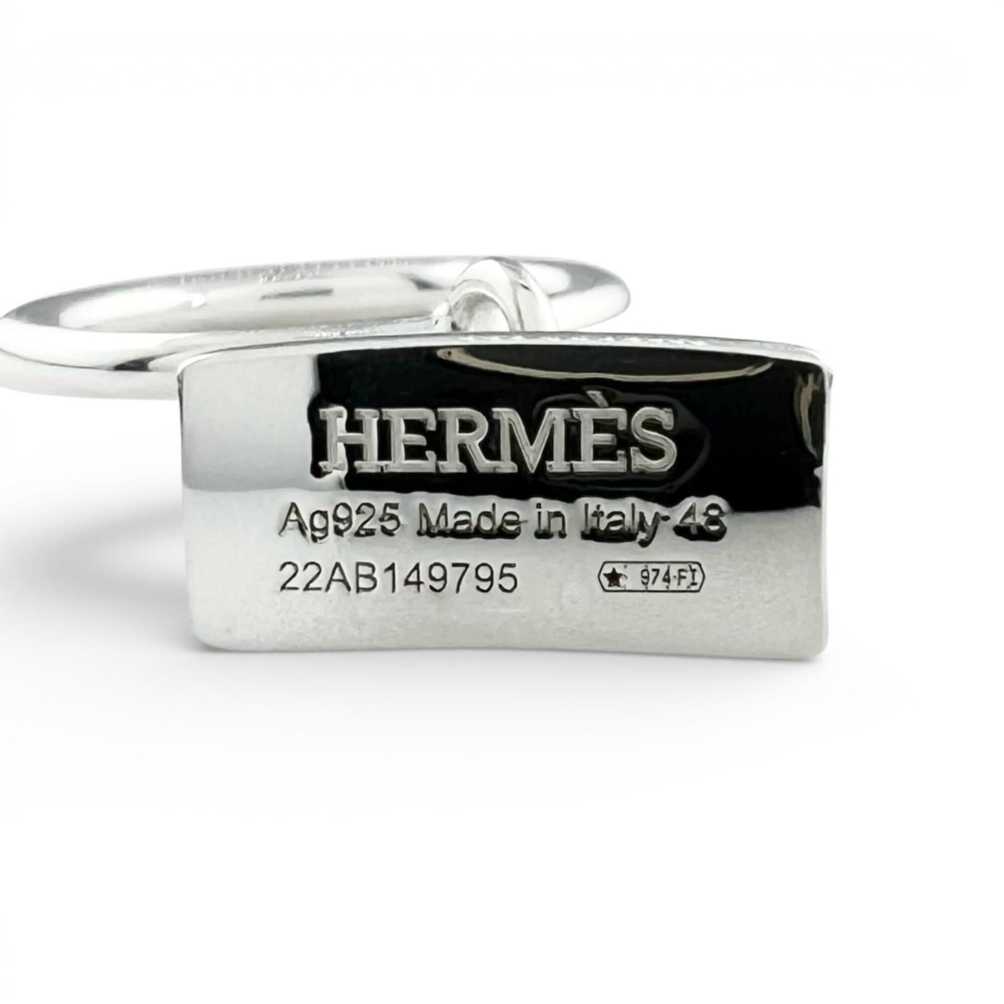 HERMES Kelly Amulette Ring, 2022 model, AG925 sterling silver, size 48, with box and case, made in Italy, weight 7.6g, women's — Like New