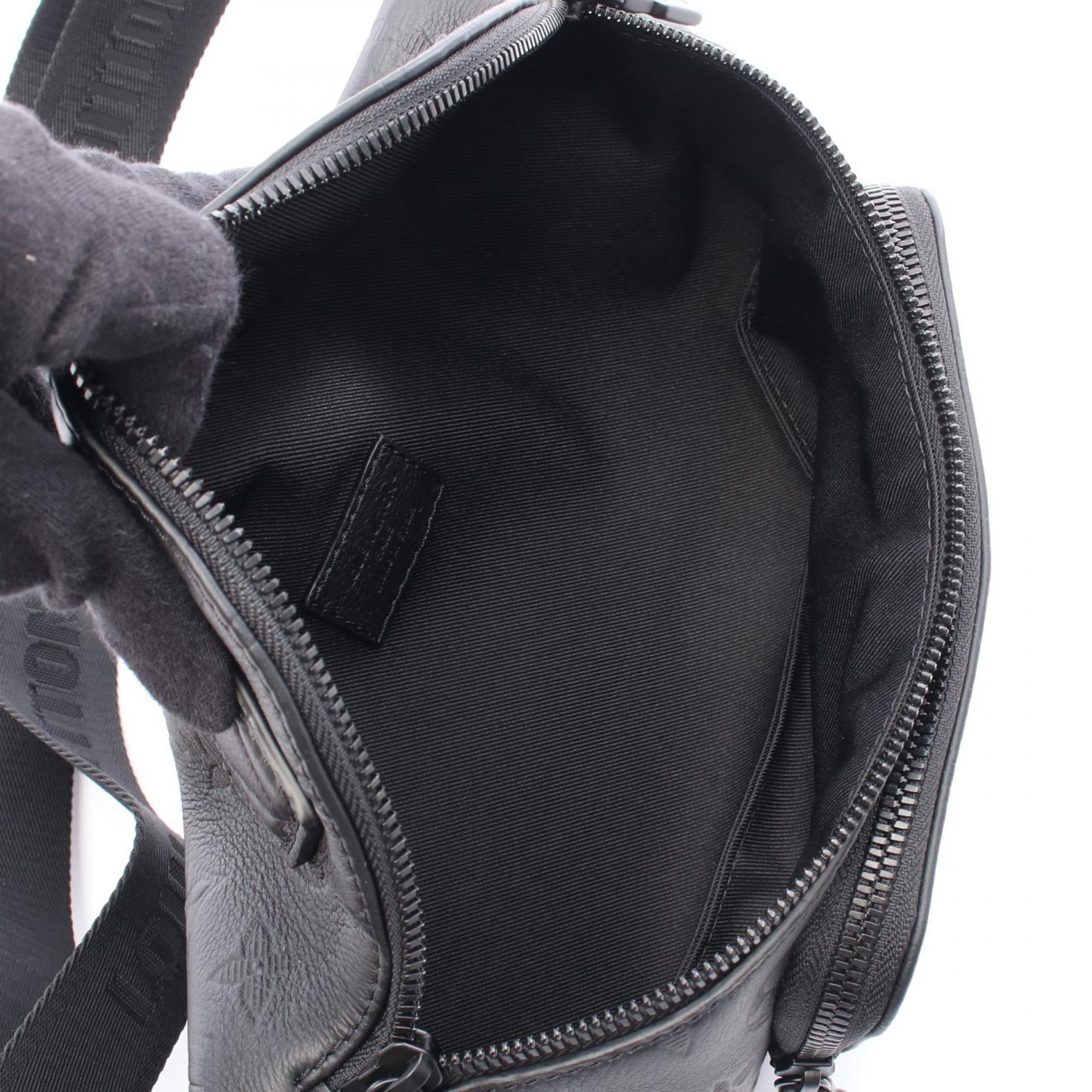 Louis Vuitton Rush Bum Bag, Waist Body Leather Monogram Shadow, Men's, Black, M47058