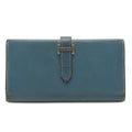 HERMES Bearn 2PLIS Dupre Tri-fold Long Wallet, Epsom Leather, Colvert Blue, G Stamp