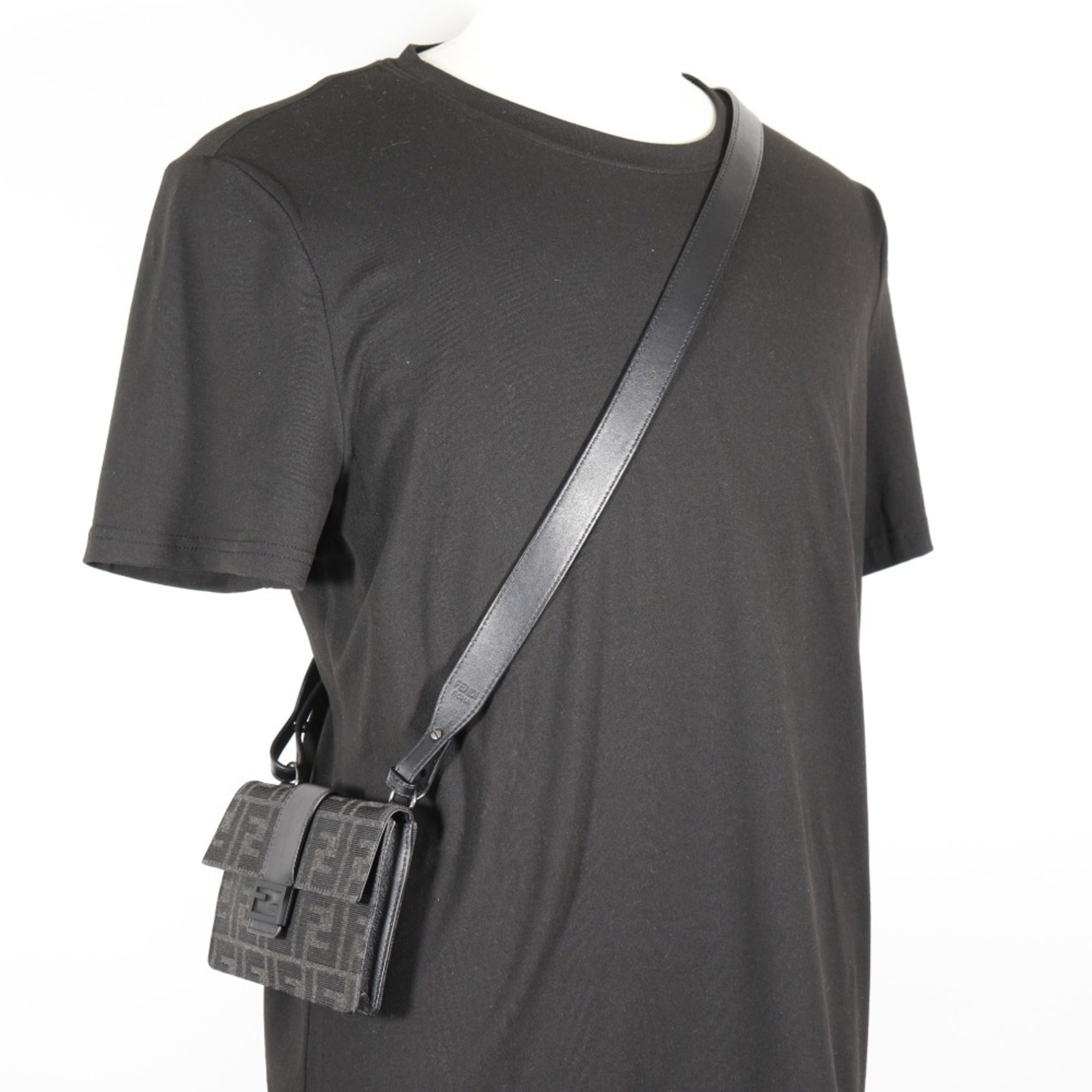 FENDI Marsupio Baguette Shoulder Bag 3WAY Clutch 7M0295 Nylon Canvas x Leather Black 3way Type Men's G122025004