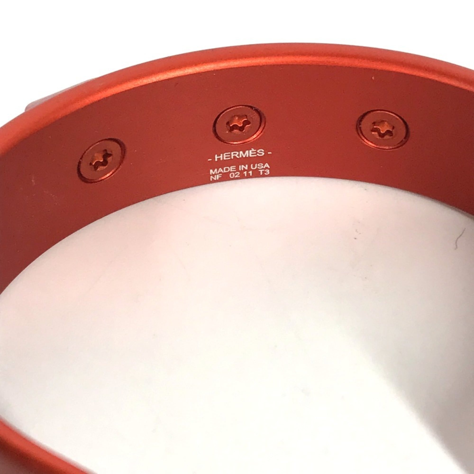 HERMES Collier de Chien Medor Sunset Bracelet Bangle, Aluminum, Women's, Orange, Like New — Like New