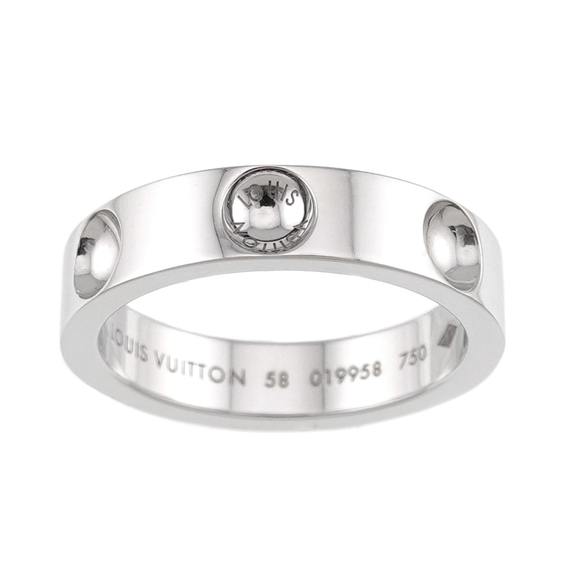 Louis Vuitton Petit Bague Empreinte Ring #58, 18K WG (White Gold 750) — Like New