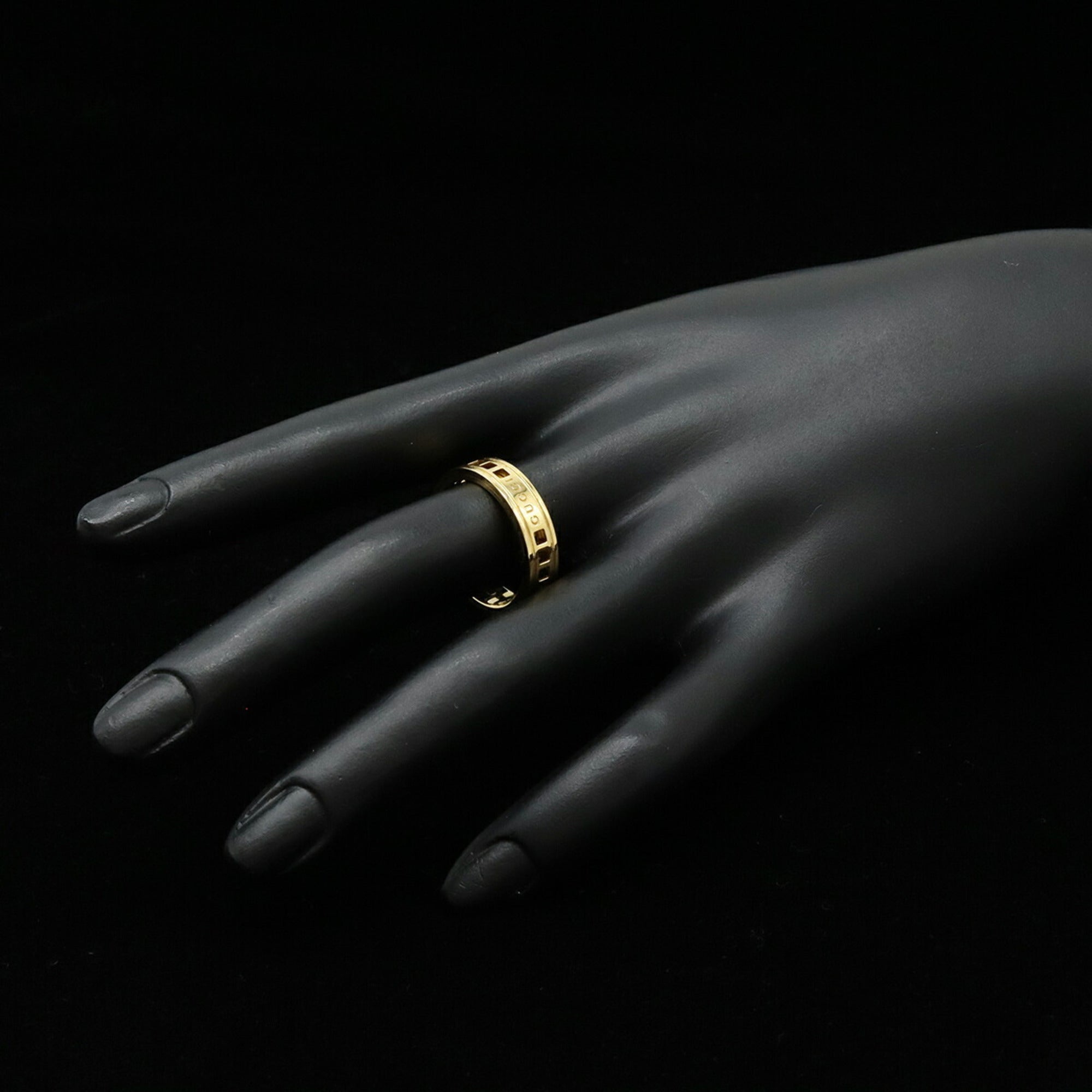 GUCCI Scroll Ring, 18KYG (750YG) Yellow Gold, Size #19 (approximately Japanese size 1) — Like New
