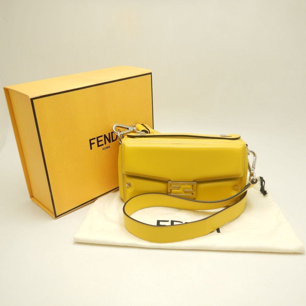 FENDI Bucket Soft Trunk 7VA565 Shoulder Bag in Yellow Leather, Women's, 253059