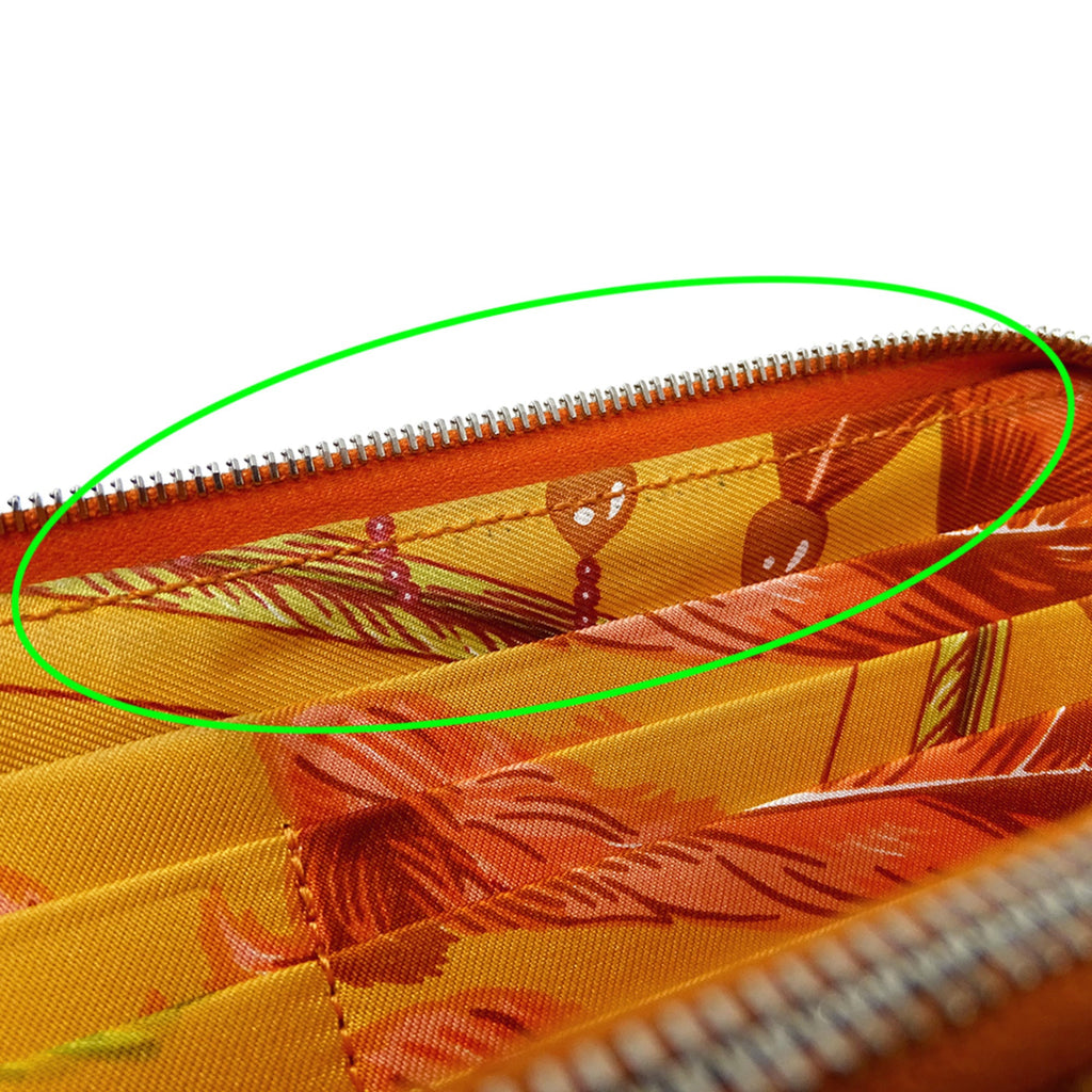 Hermes Hermès Women's Azap Silkin Classic Long Wallet in Epsom Leather, Orange, Silver Hardware, Round Zipper, R Stamp