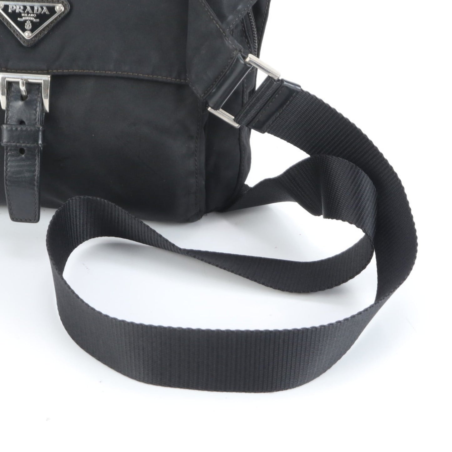 Prada Tessuto Nylon Triangle Logo Leather Shoulder Messenger Bag for Men