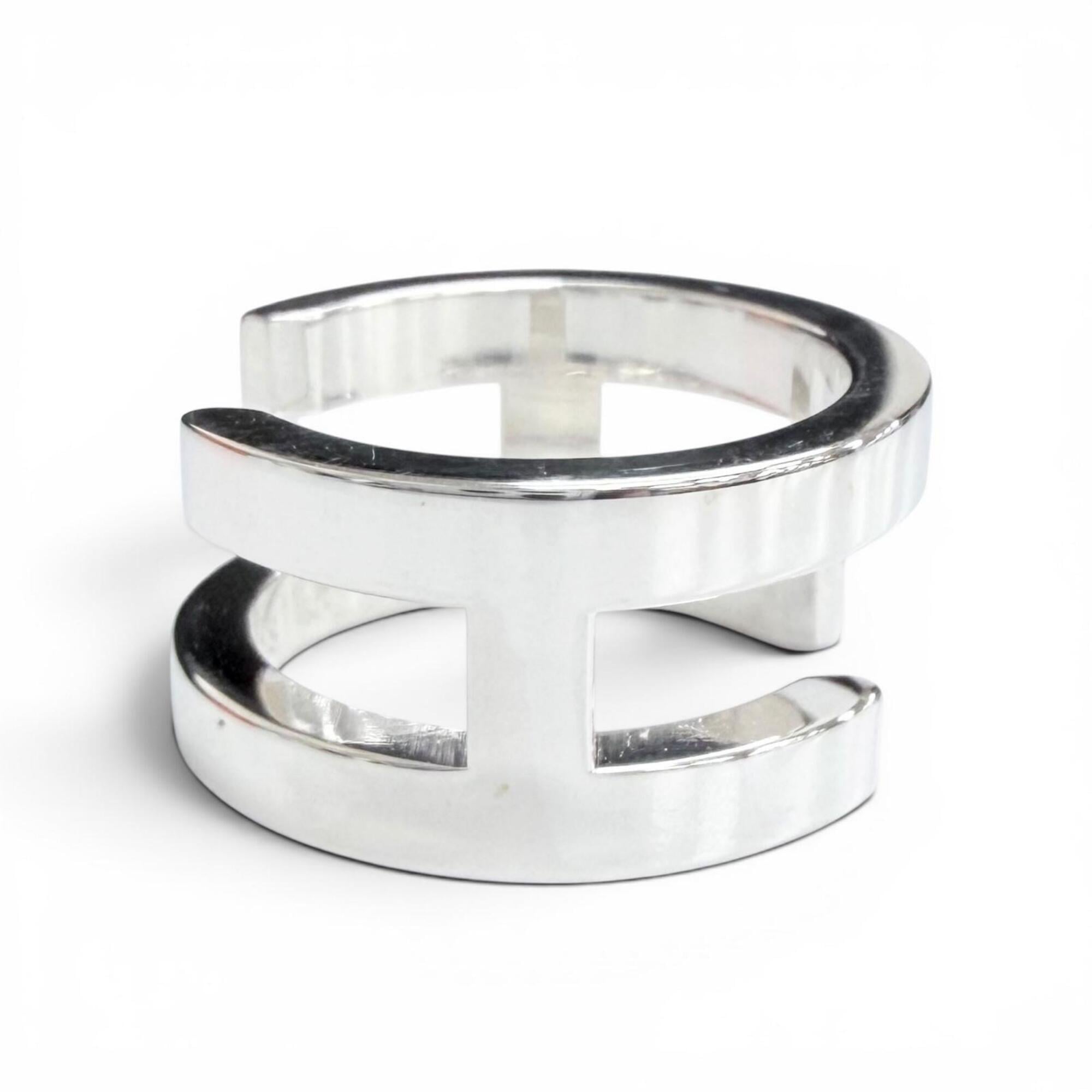 HERMES AG925 H symbol ring, silver, size 48, weight 6.9g, women's, very popular, highly recommended! — Like New