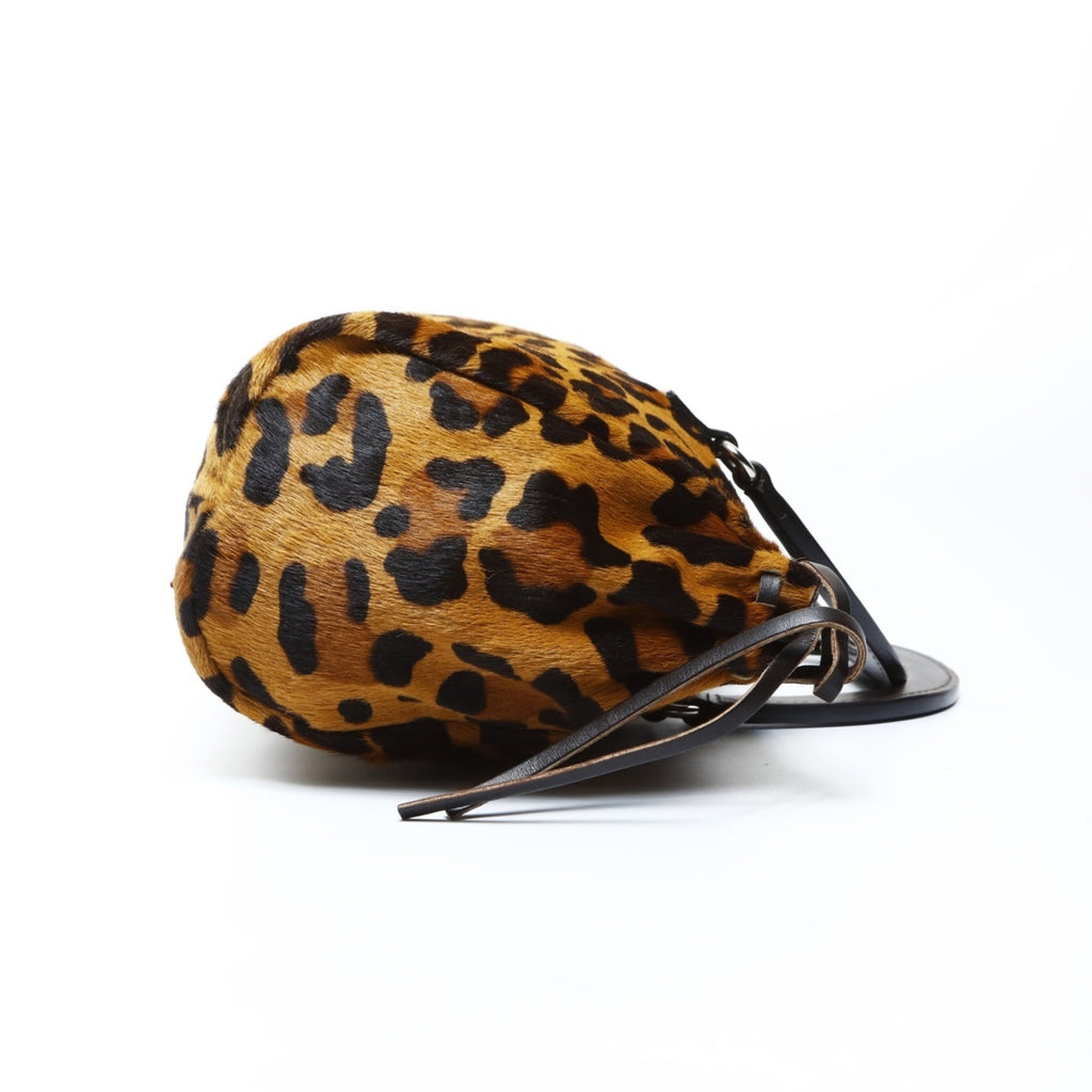Prada pony leopard print handbag in brown