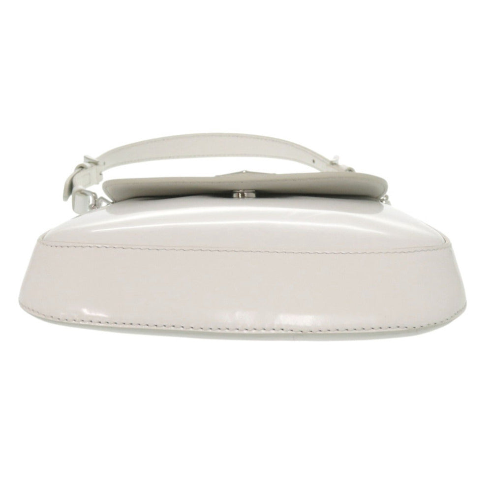 Unused Prada SPAZZOLATO 1BH188 Triangle Logo Leather White 2-Way Shoulder Bag 0372PRADA — New - Store Return
