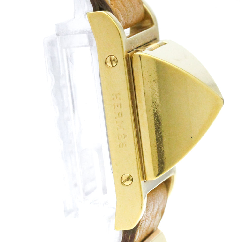 HERMES Medor Gold Plated Leather Quartz Ladies Watch ME1.201 — Good