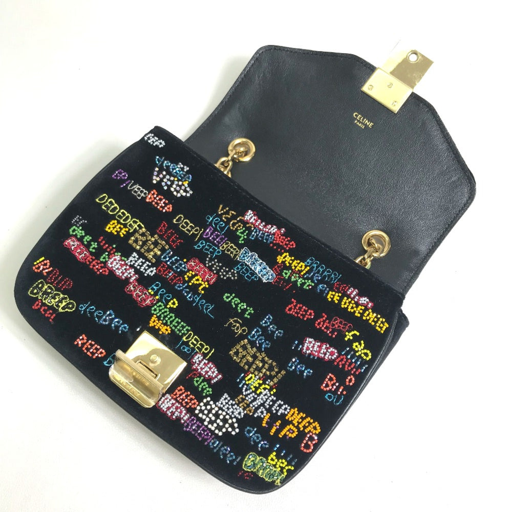 CELINE Small C Bag Chain Shoulder Bag Black x Multicolore — Like New