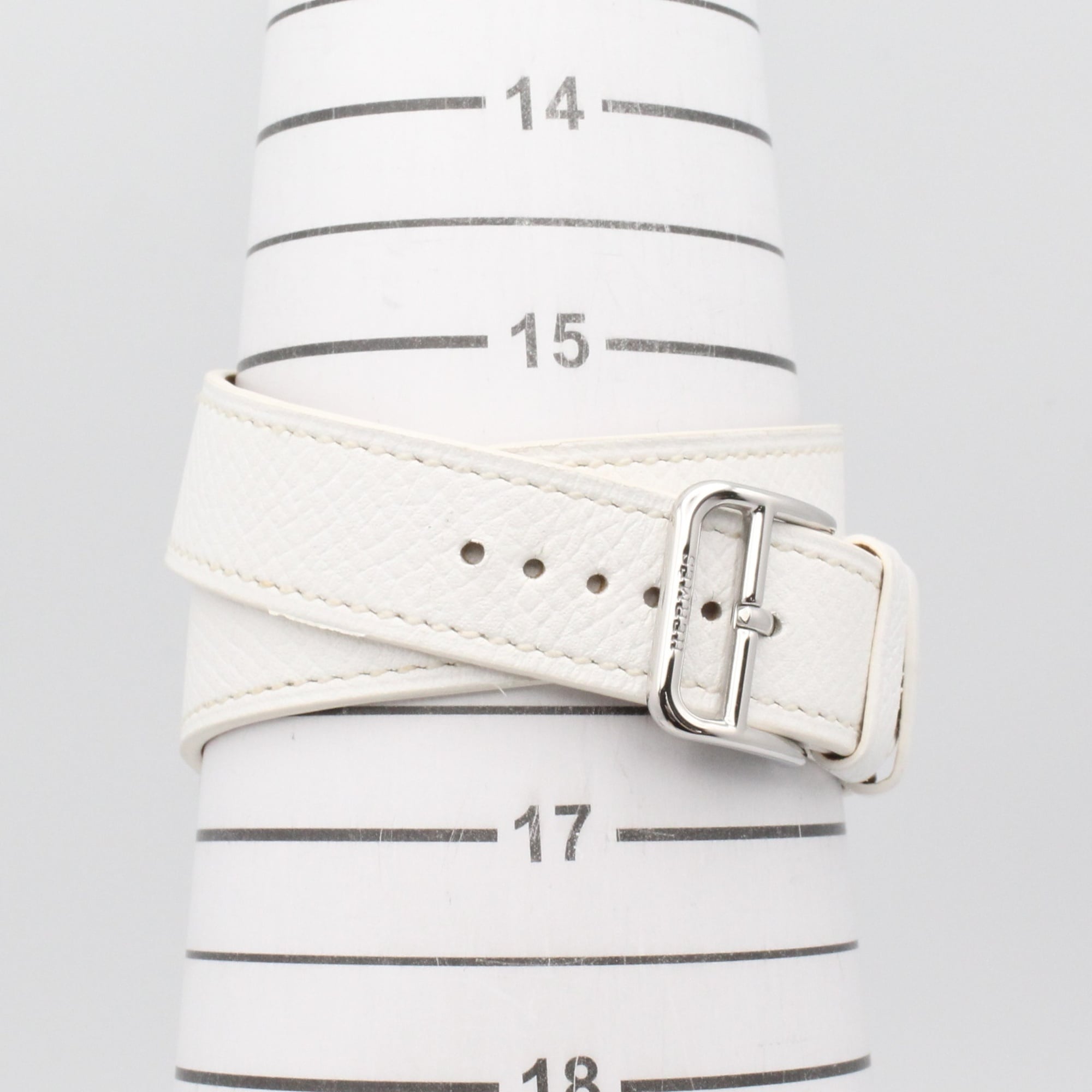 Hermes H-Watch Double Tour Wristwatch, Stainless Steel, Leather Strap, Women's, White (HH1.520) — Very Good