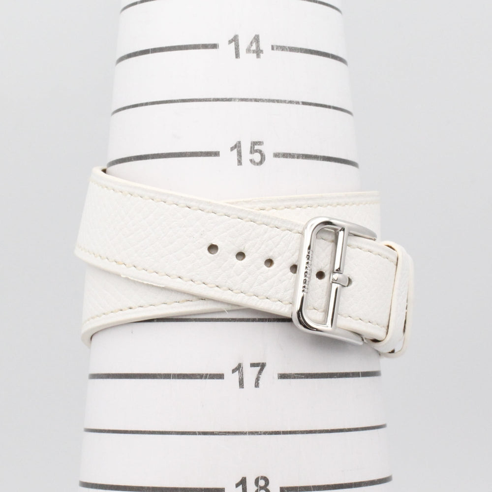 Hermes H-Watch Double Tour Wristwatch, Stainless Steel, Leather Strap, Women's, White (HH1.520) — Very Good