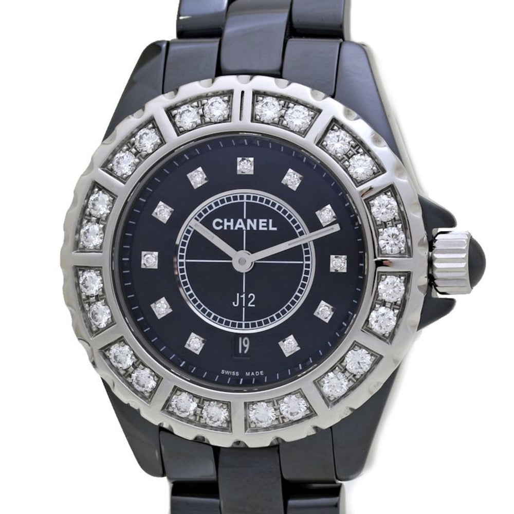 CHANEL J12 Bezel Diamond H2427 Black Ceramic x Stainless Steel Ladies 39763 Watch — Good