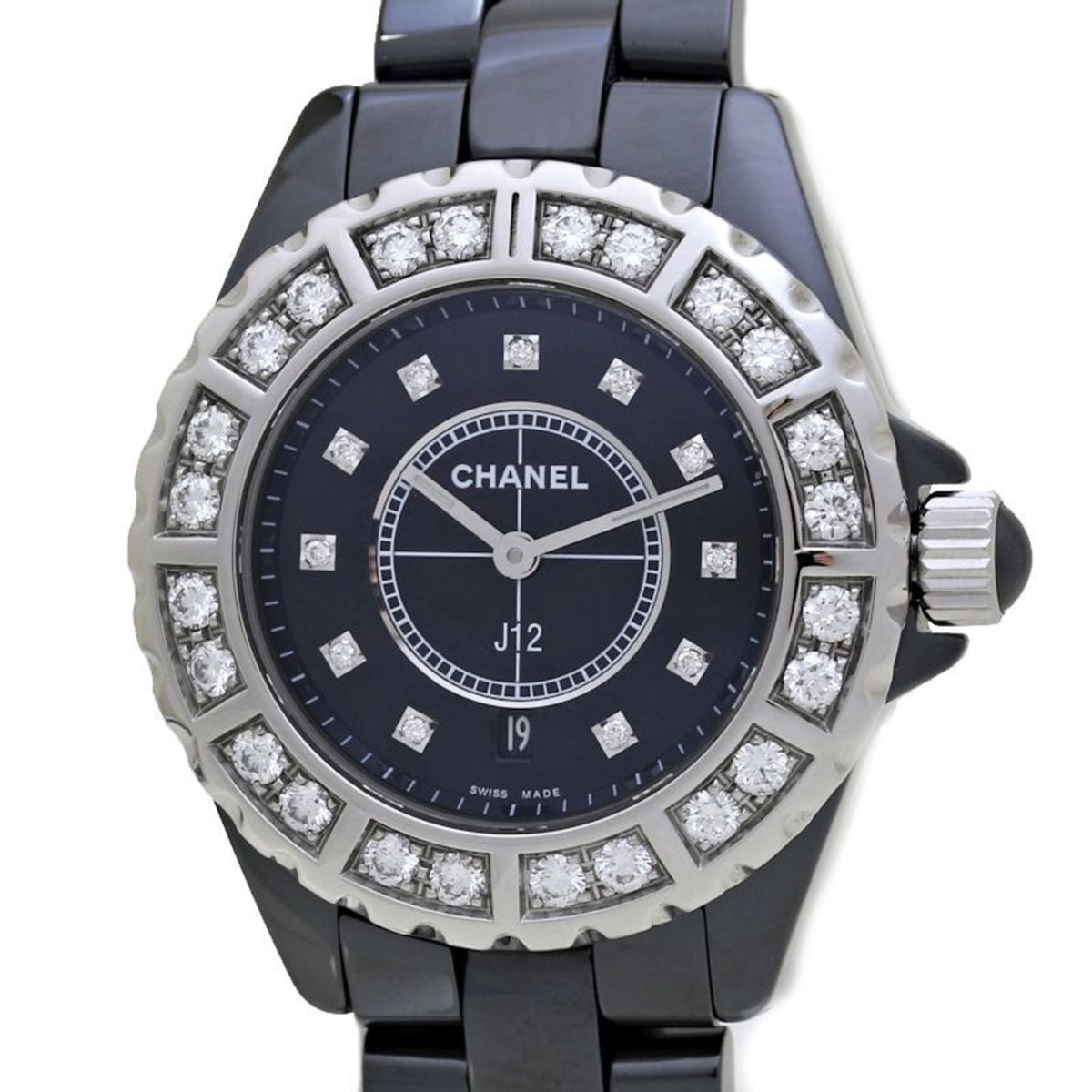 CHANEL J12 Bezel Diamond H2427 Black Ceramic x Stainless Steel Ladies 39763 Watch — Good