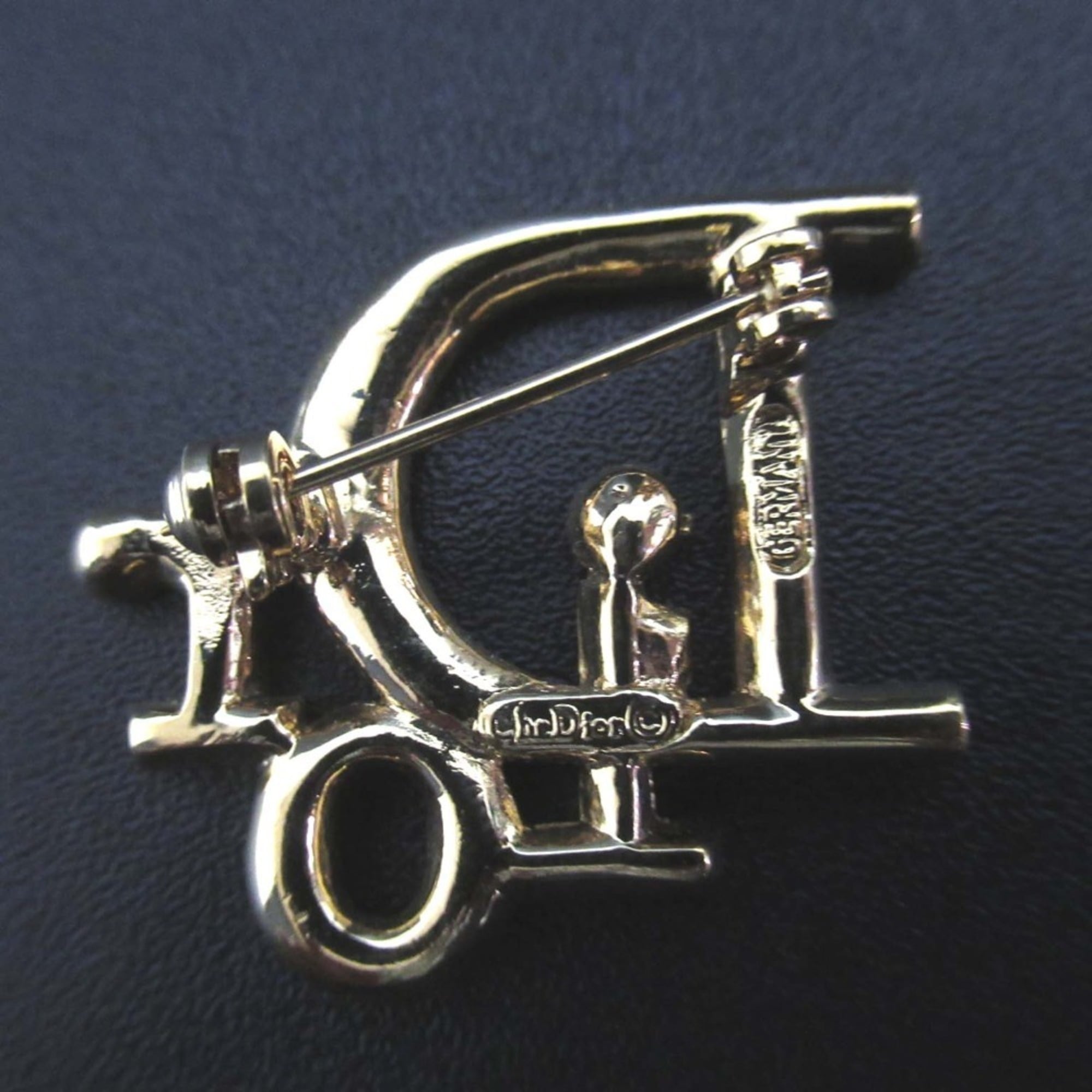 Christian Dior Vintage Logo Brooch GP Gold Color Women's