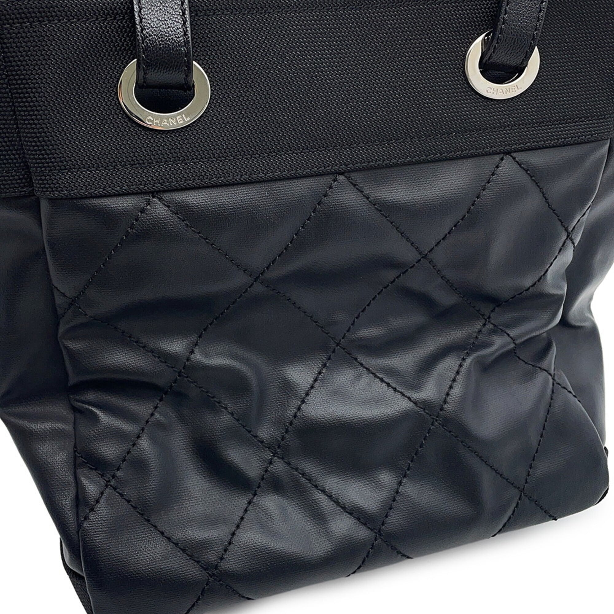 Chanel Paris Biarritz Tote PM Matelassé Coco Mark A34208 CHANEL Black Handbag Women's — Like New