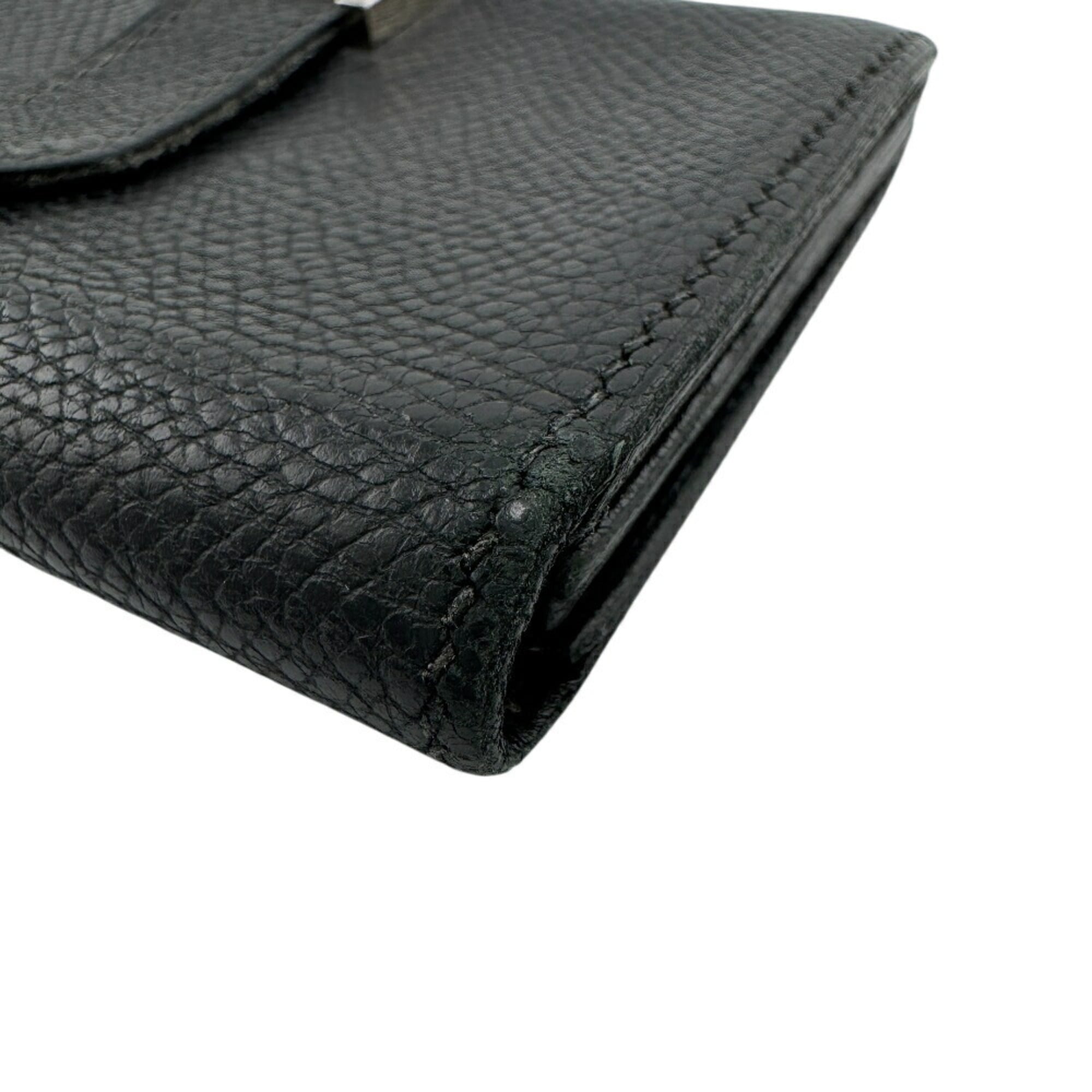HERMES Bearn Card Case Wallet Black Unisex
