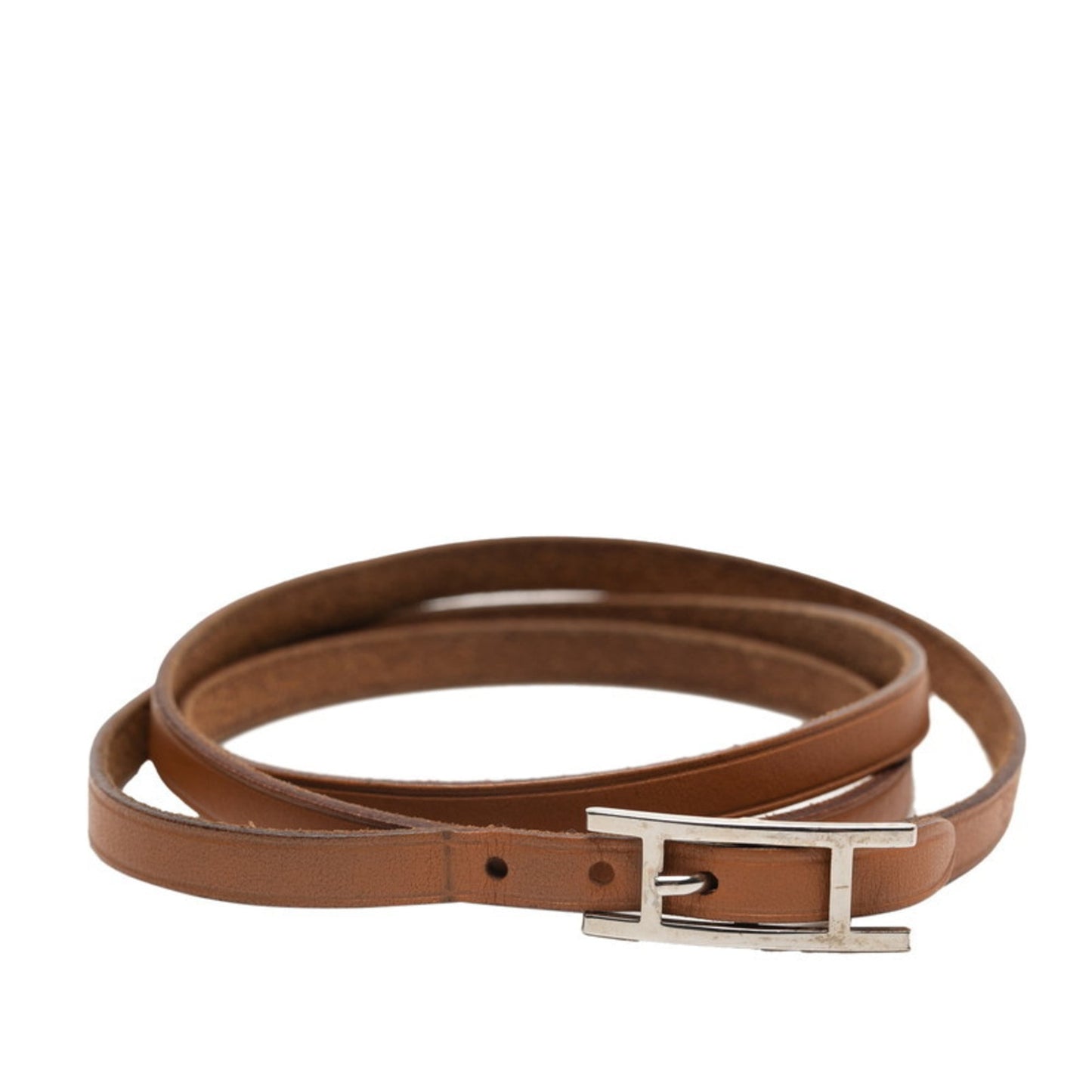 Hermes Api 3 Long Bracelet Brown Leather Women's HERMES
