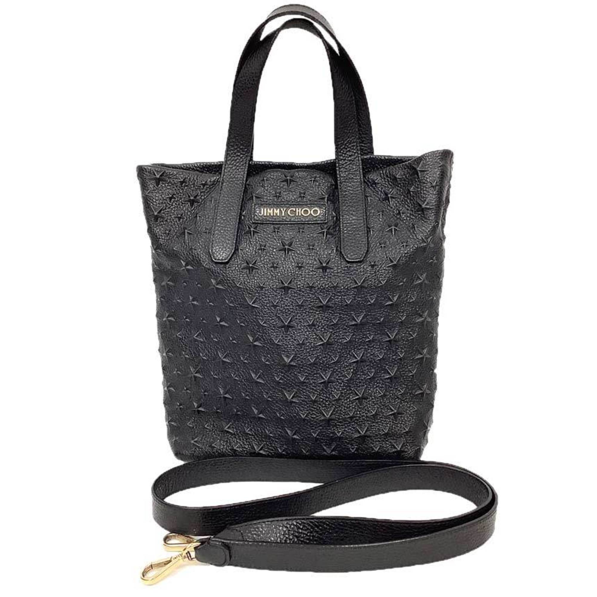JIMMY CHOO Star Embossed SOFIA Tote Bag Shoulder Black Jimmy Choo