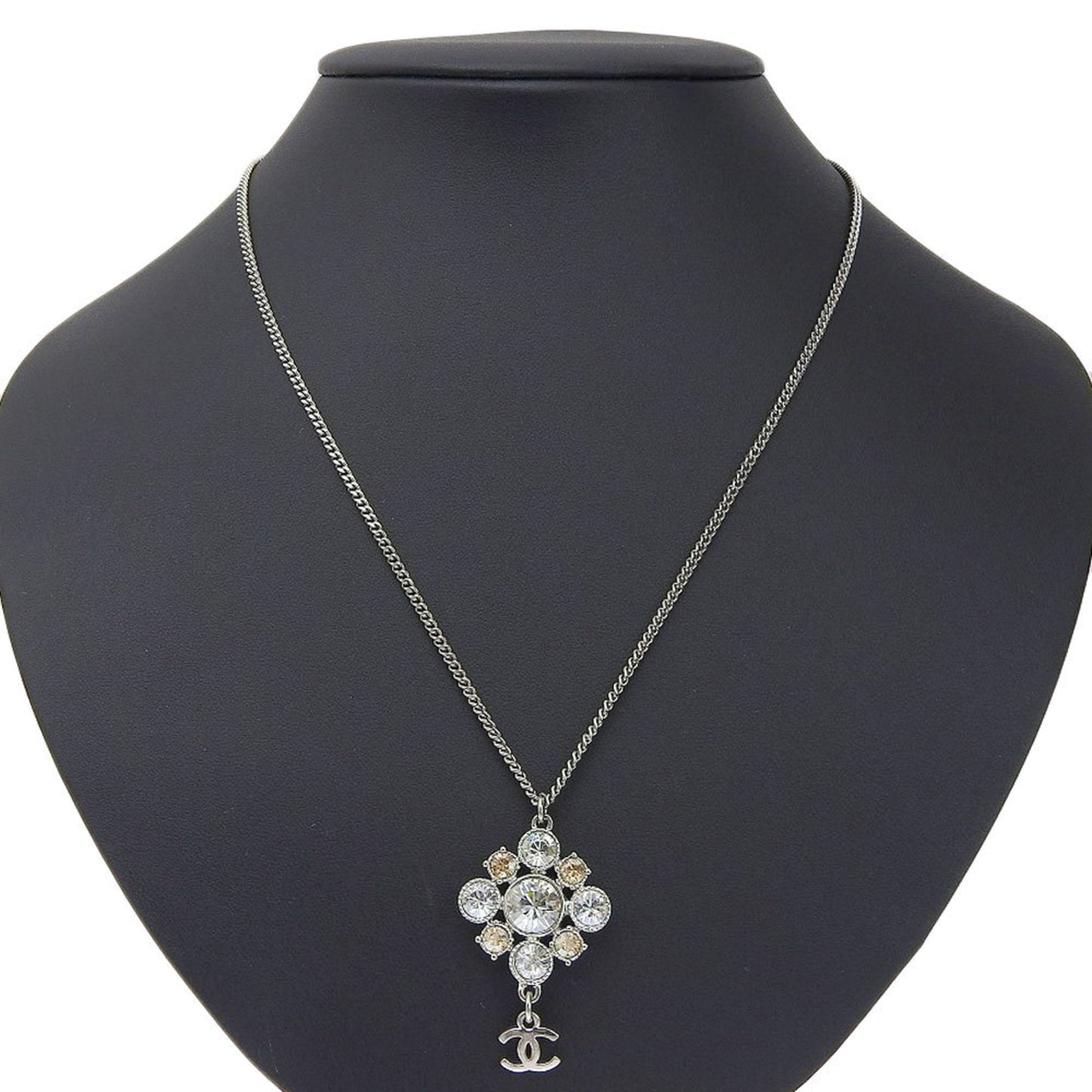 CHANEL Rhinestone Coco Mark Necklace 10V