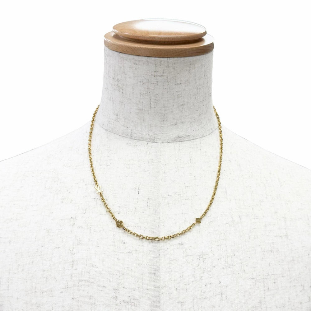 LOUIS VUITTON M02740 Chain LV Yours Monogram Flower Necklace Gold Made in Italy Men's Comes with Box and Dust Bag Highly Recommended ◎ — Like New