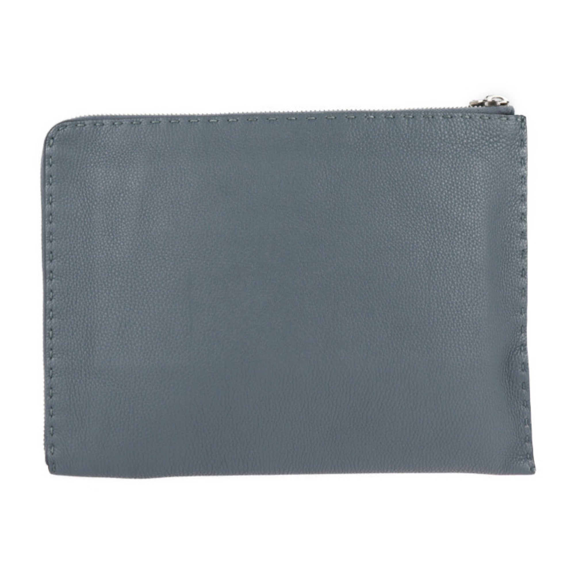 FENDI Fendi Selleria clutch bag 7M0225 leather blue gray second handbag