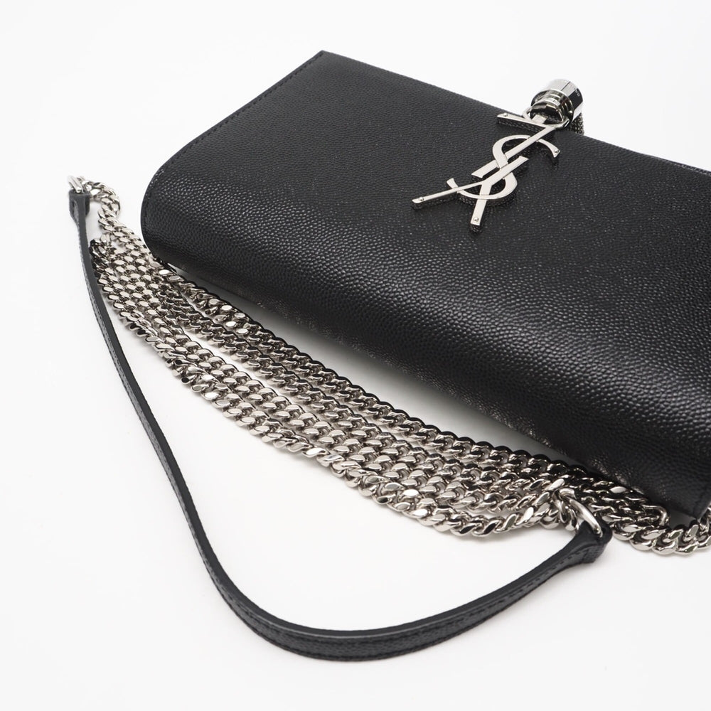 YVES SAINT LAURENT Kate Tassel Small Chain Wallet 452159 Shoulder Bag Black Silver Leather Women's — New - Store Return