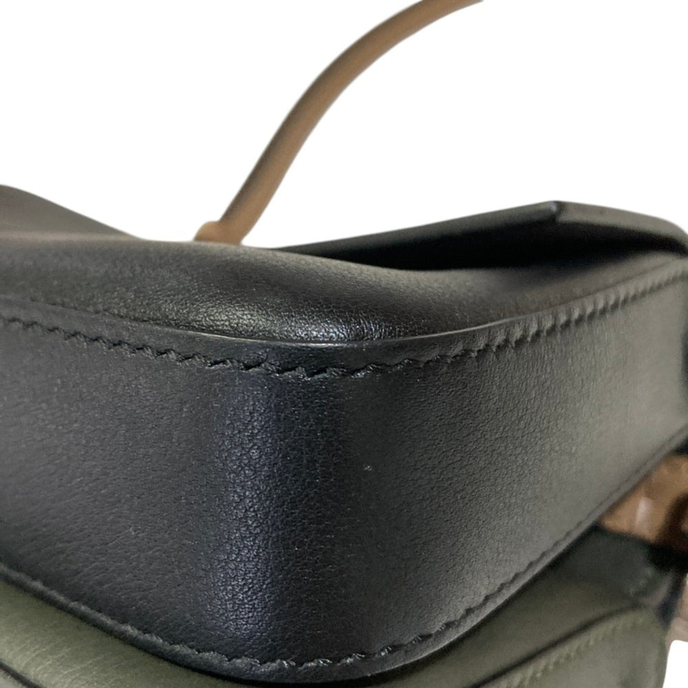 FENDI Fendi Applique Stud Flowerland Micro Double Bucket Chain Shoulder Bag Khaki Women's — Like New