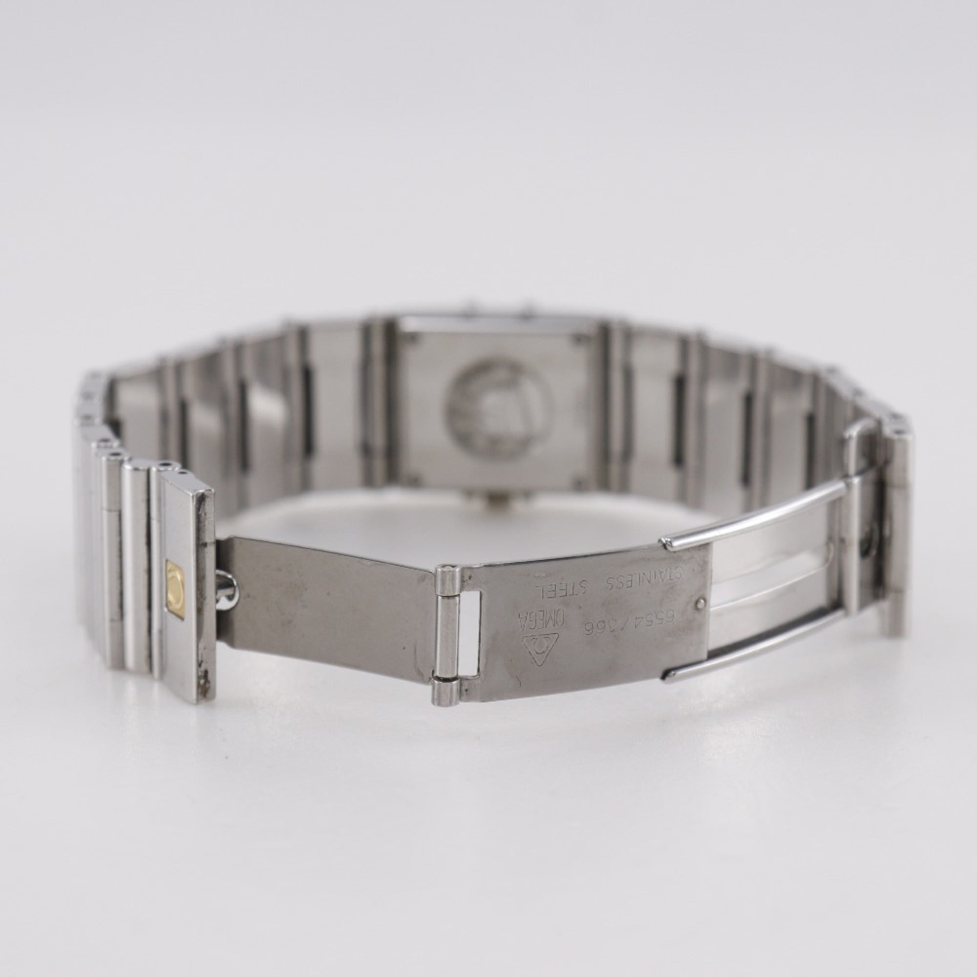 OMEGA Constellation Carree Watch, cal. 1376 1528.46, stainless steel with diamonds, 1998, quartz movement, analog display, black dial, women's — Good