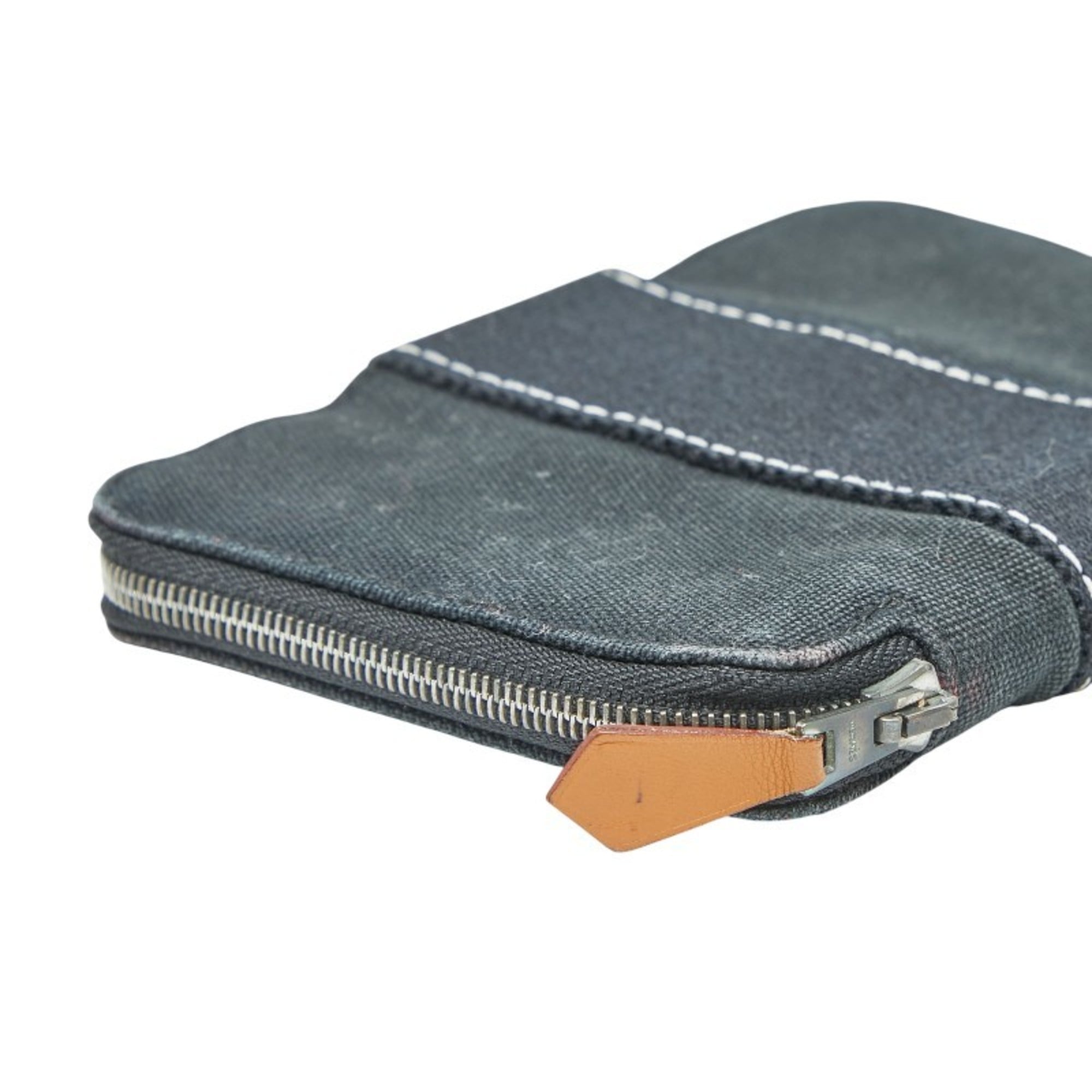 Hermes Hermès Deauville Purse PM Zip-Around Bifold Wallet in Black Canvas for Women