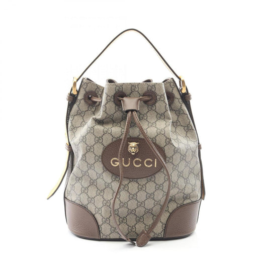 Gucci GG Supreme Ferry Line Shoulder Bag/Rucksack/Backpack in Coated Canvas and Leather, Beige, Brown, Multicolor, Women's, 473875