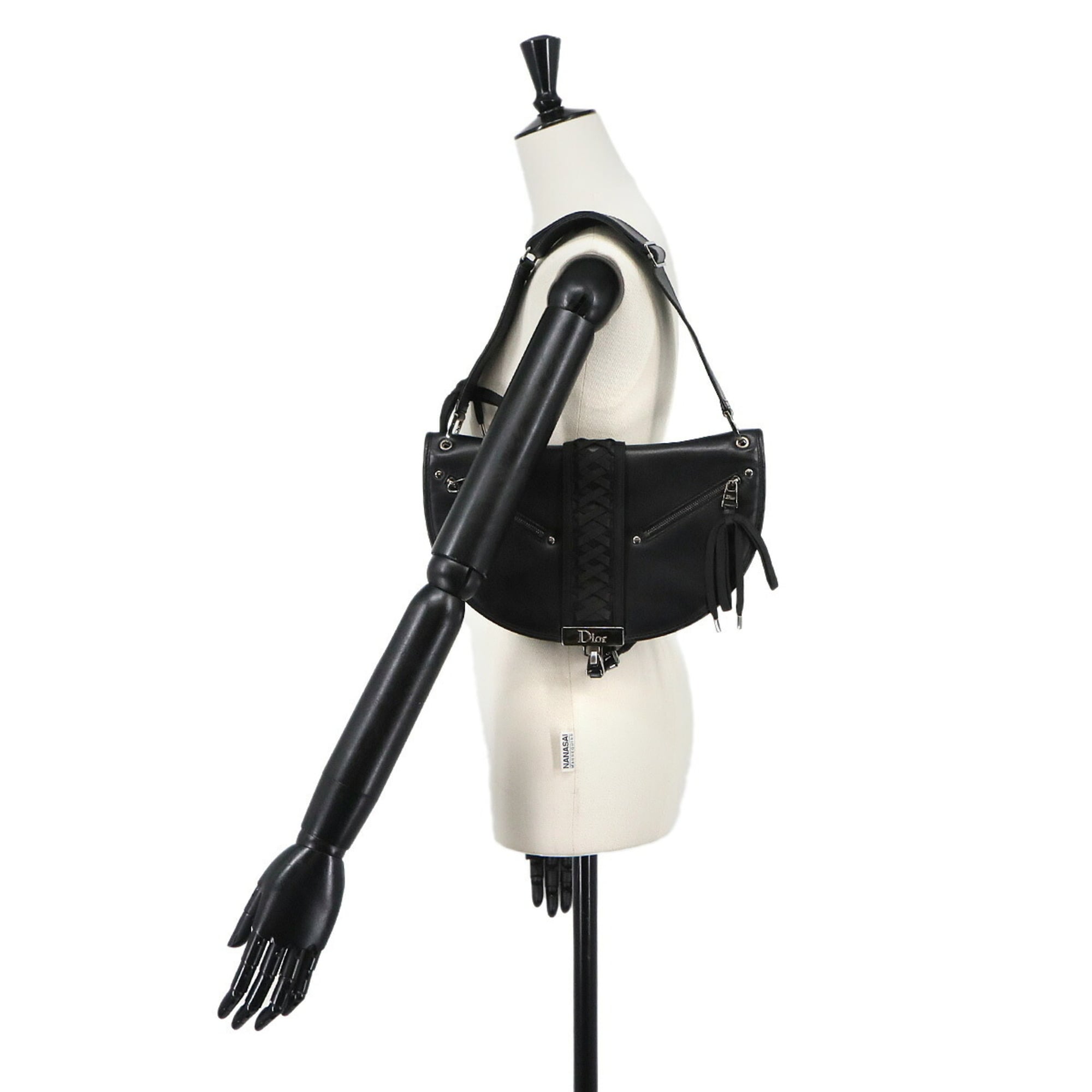 Christian Dior Admit It Shoulder Handbag Leather Black Corset — Like New