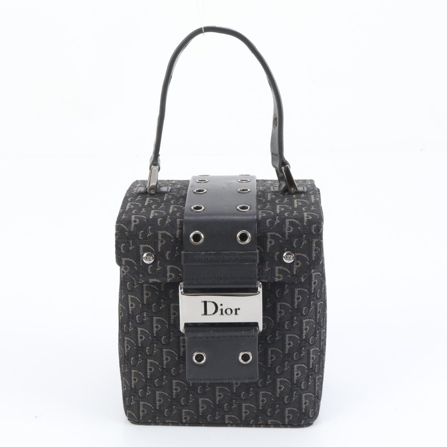 Christian Dior Trotter Street Chic Vanity Bag, Leather Hand Tote, Black, Women's