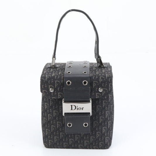 Christian Dior Trotter Street Chic Vanity Bag, Leather Hand Tote, Black, Women's