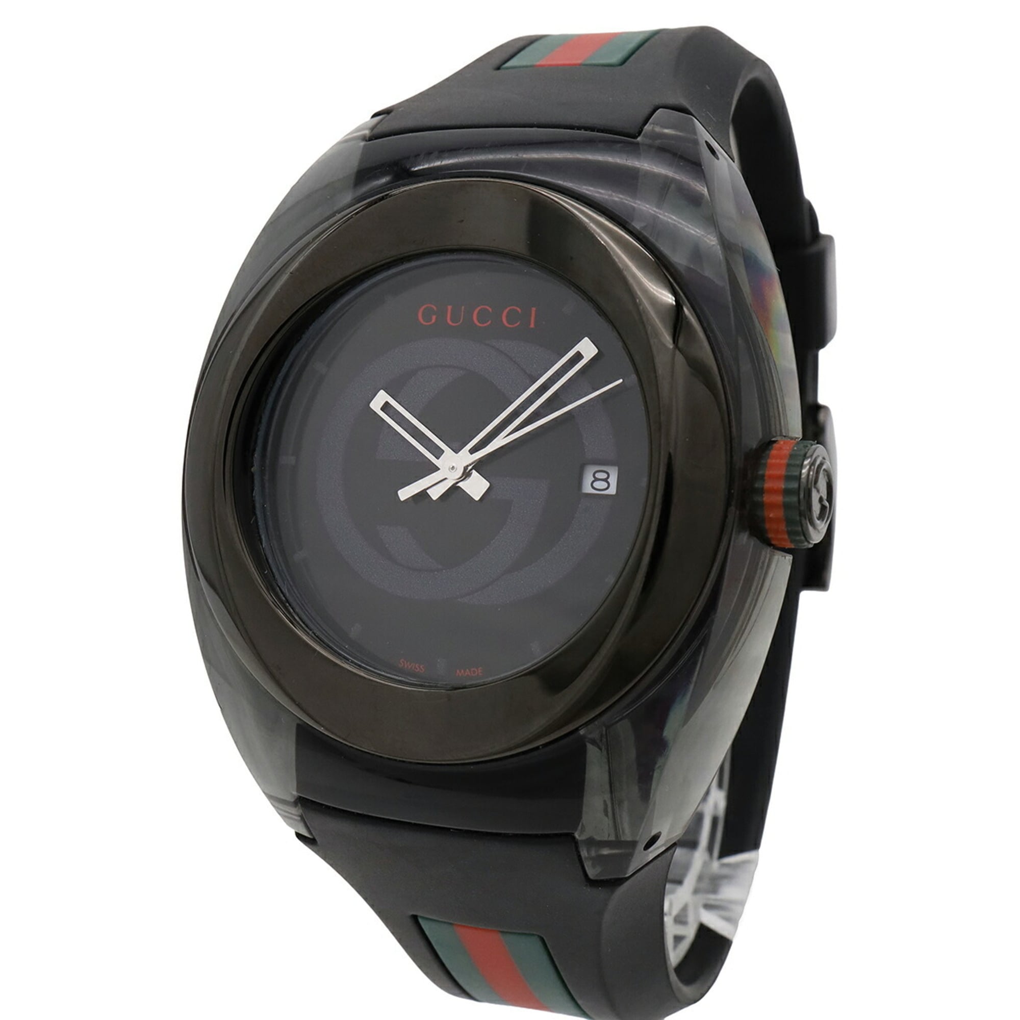 GUCCI Sync Interlocking G Sherry Grey Dial Stainless Steel Rubber Men's Quartz Watch 137.1 YA137107A — Good