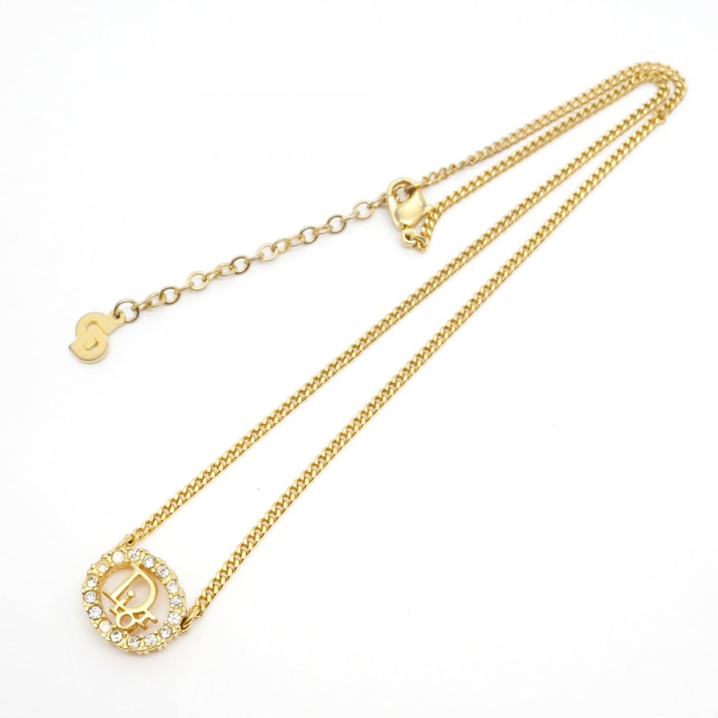 Christian Dior Oval Necklace with GP Plated Rhinestones in Gold for Women