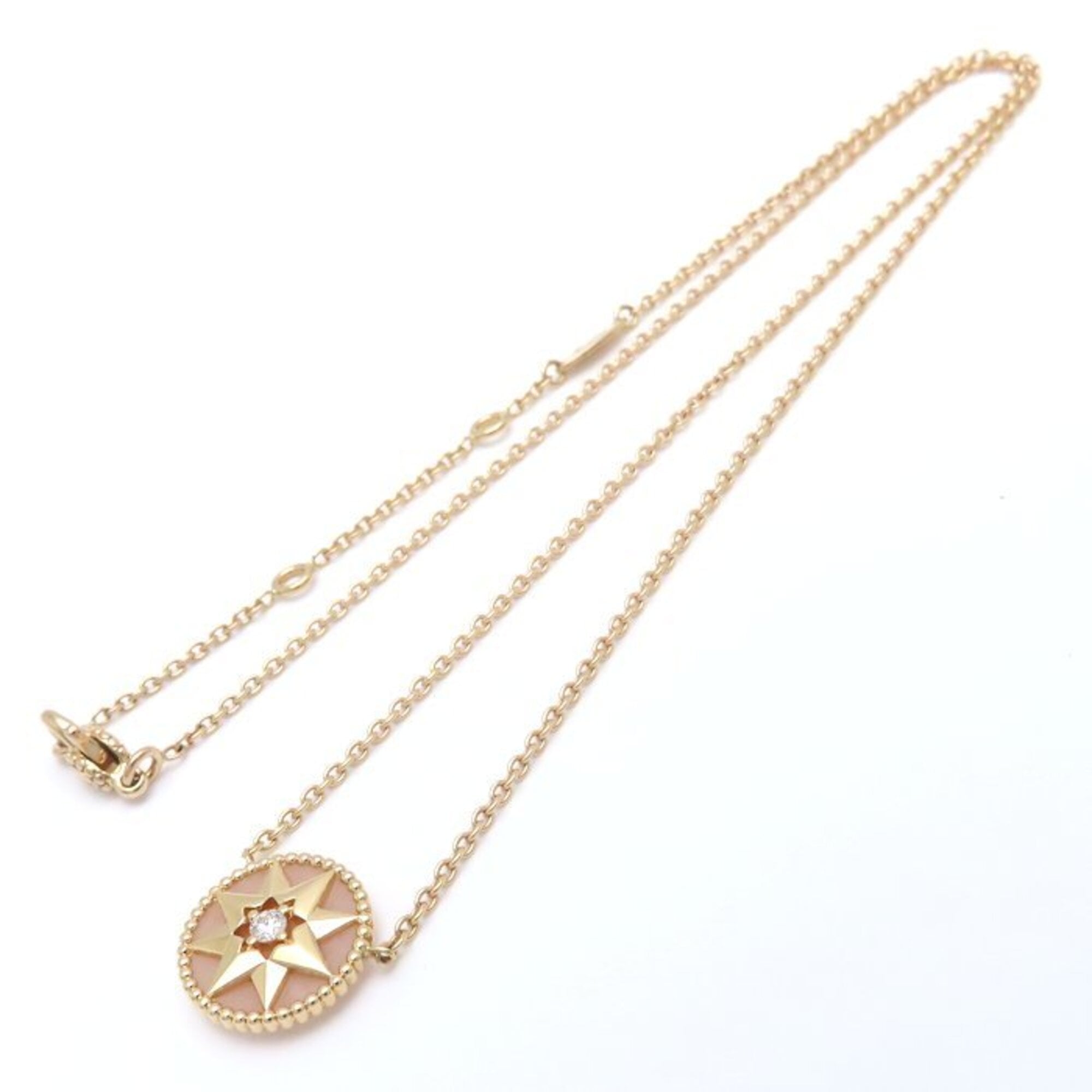 Christian Dior Rose des Vents Necklace, Pink Opal and Diamond, 18K Gold, Women's, 295853 — Like New