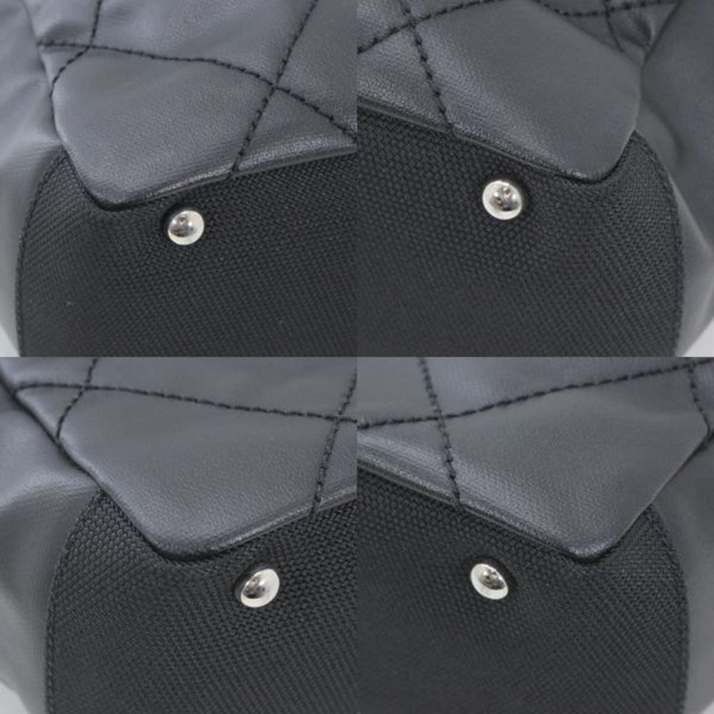 CHANEL Paris Biarritz Tote PM Black PVC Nylon Leather Bag Coco Mark A34208 T6222 — Like New