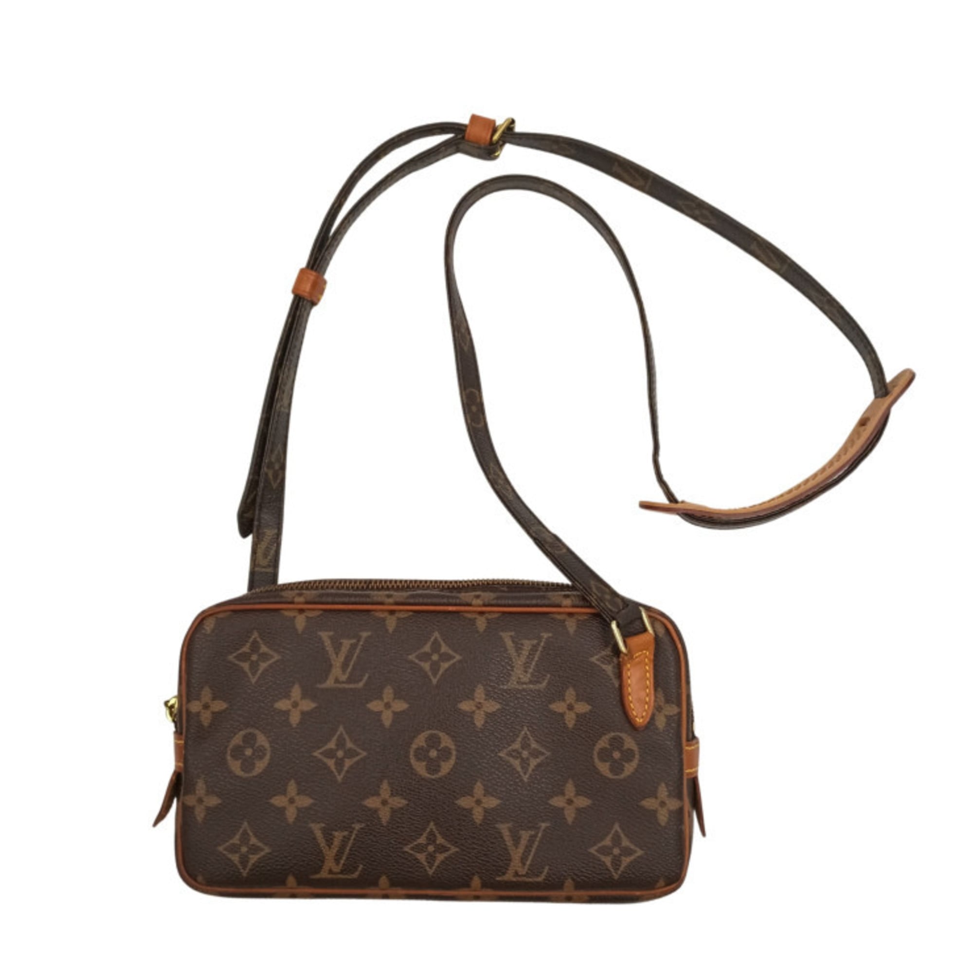 LOUIS VUITTON Monogram Marly Bandouliere Shoulder Bag M51828 Brown Leather Men's and Women's Pochette