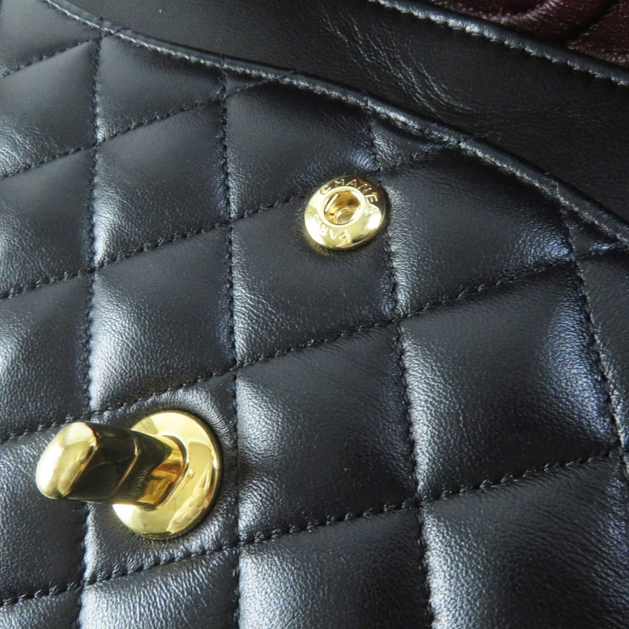 CHANEL A01112 Matelassé 25 Lambskin Shoulder Bag, Random Serial Number, Double Flap, Chain, Black with Gold Hardware, Comes Box and Dust Made in France, Women's — Like New