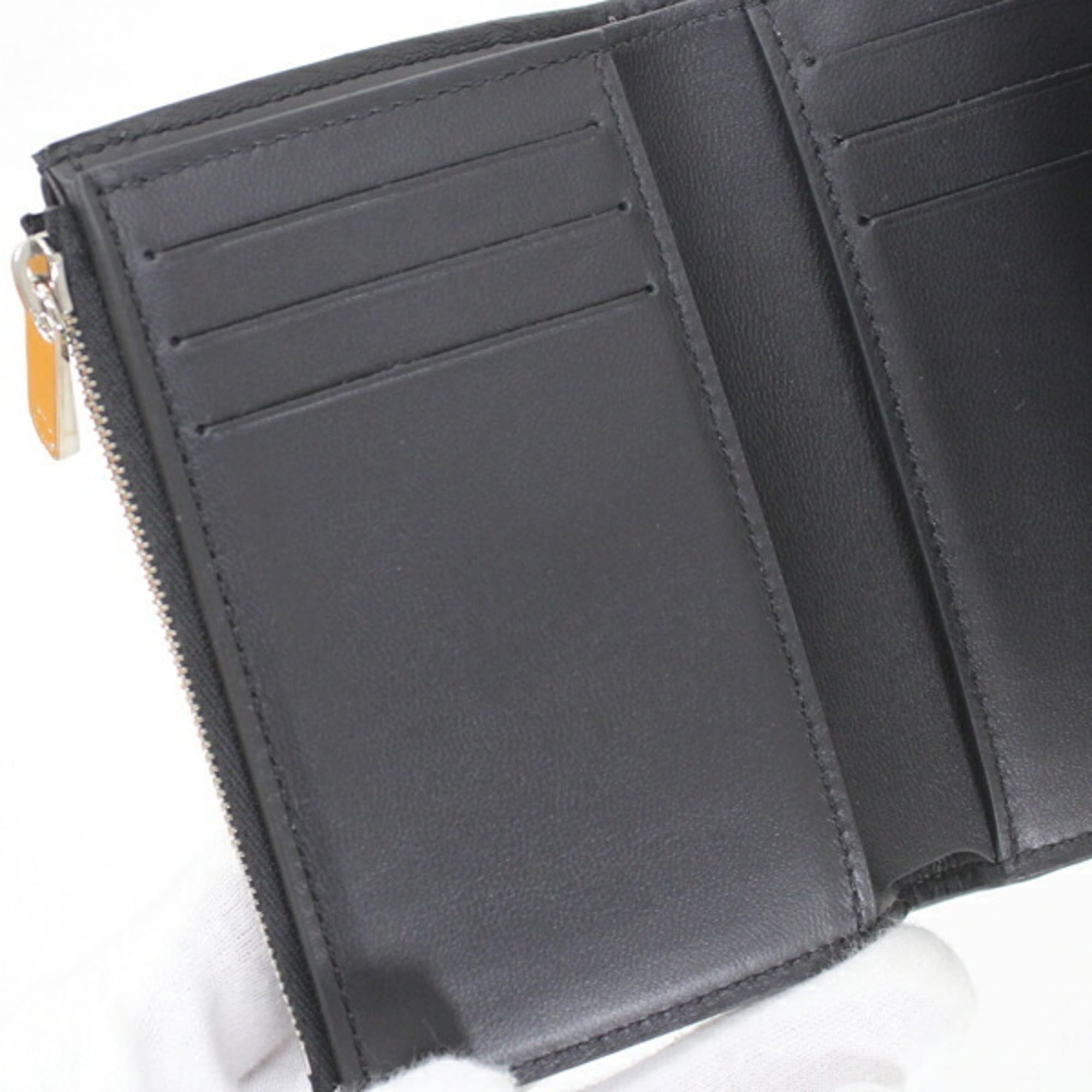 Louis Vuitton Victorine Mahina Tri-fold Wallet in Leather, M82679, Black, Women's, LOUIS VUITTON KM3169