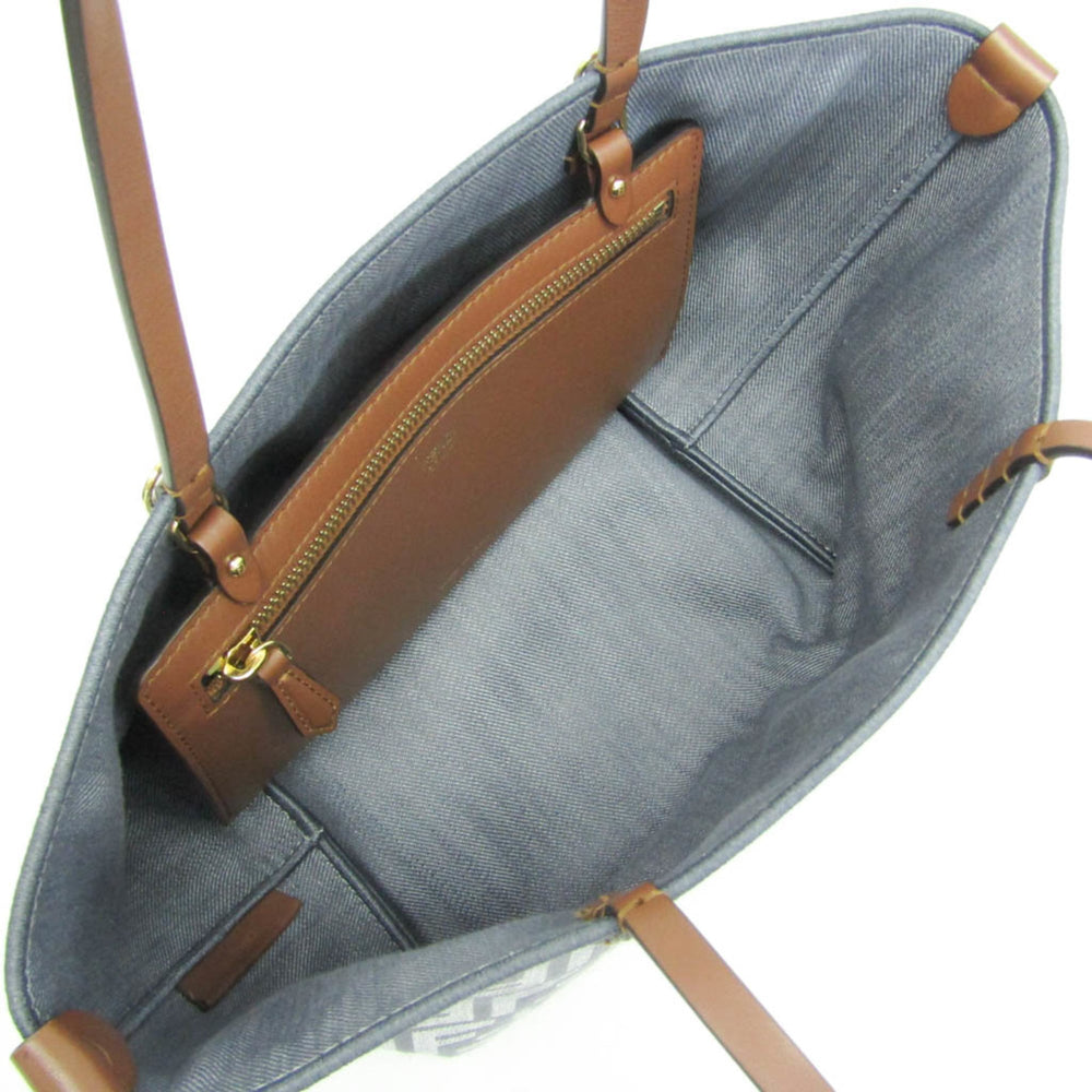 Fendi ROLL Small 8BH424 Reversible Women's Canvas,Leather Shoulder Bag,Tote Bag Brown,Gray — Like New