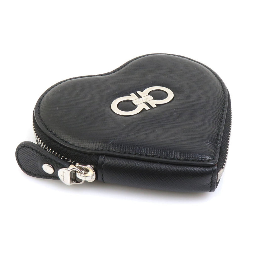 Salvatore Ferragamo Gancini Leather Wallet with Coin Purse, Black, Women's, H31894a