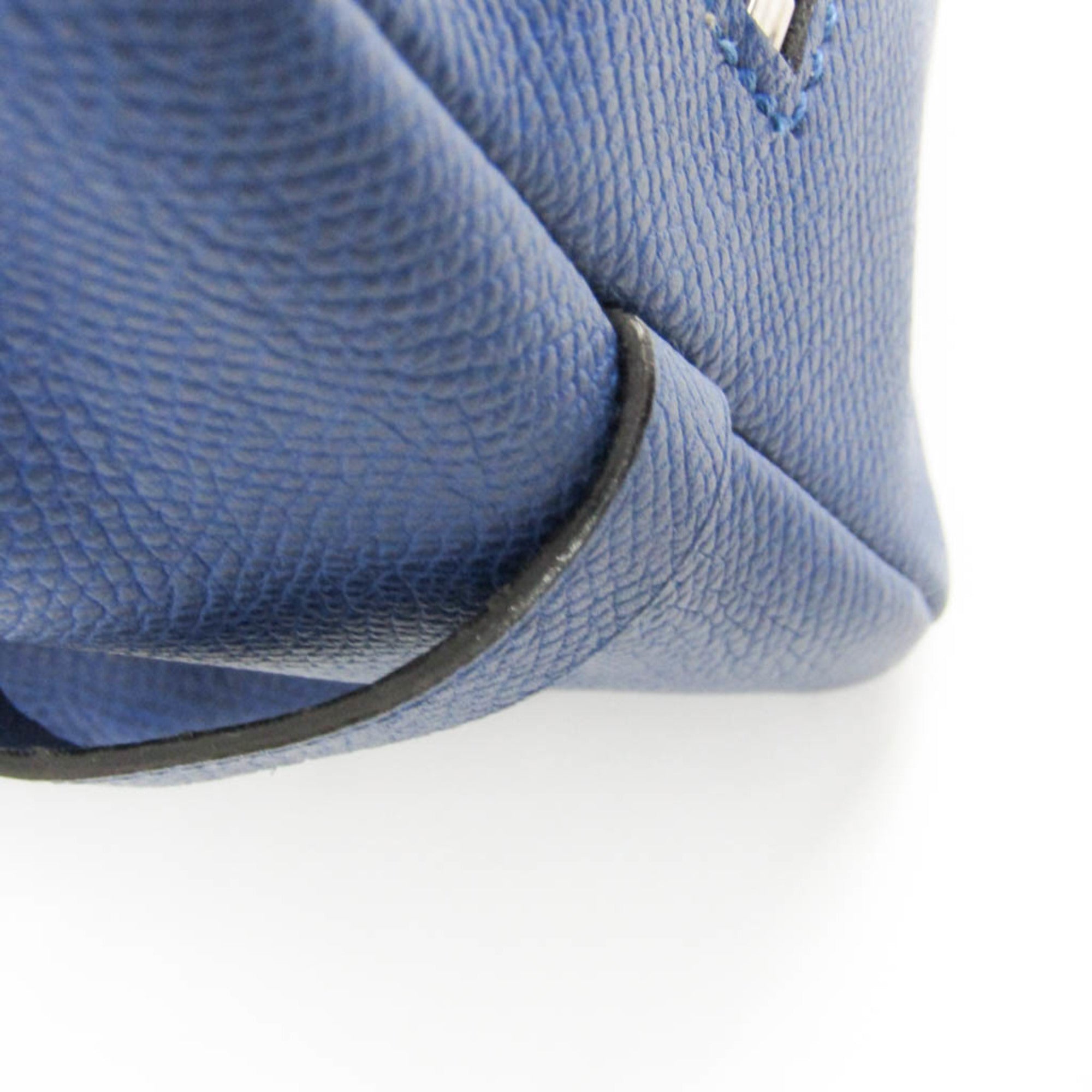 Valextra Large Beauty Case V6A68 Unisex Leather Clutch Bag,Pouch Royal Blue — Like New