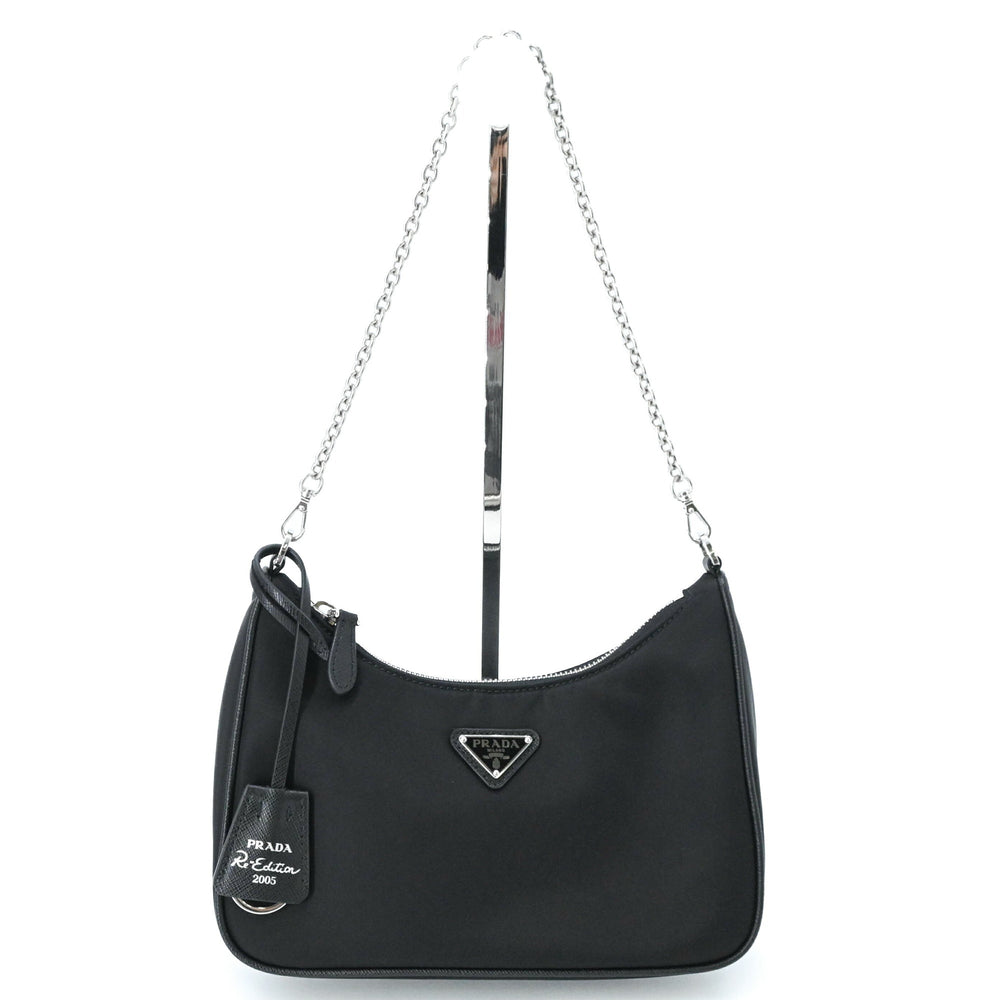 PRADA Re-Edition 2005 Nylon Leather Shoulder Handbag for Women, Black — New - Store Return